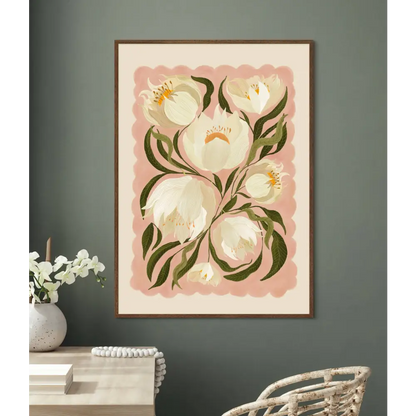 White Peony , Art Print, Neutral Print, Hand Drawn, Quirky art print, hand-drawn illustration wall art - PABOOM