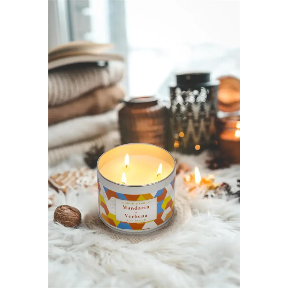 Mandarin & Verbenal 3-Wick Candle Tin - PABOOM