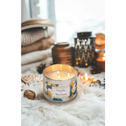 Vanilla & Hazelnut 3-Wick Candle Tin - PABOOM