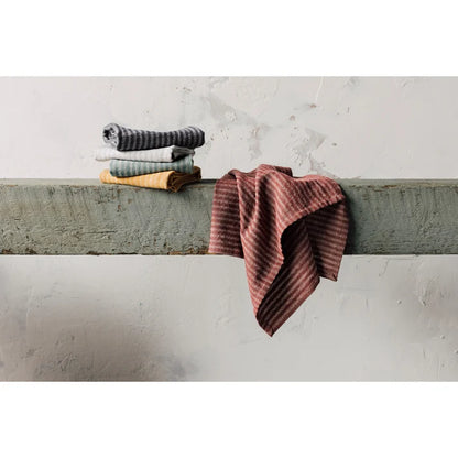 Wine Stripe dishtowel folded to show the woven texture – PABOOM