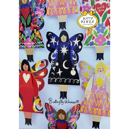 Kitty Kenda Papergoods - Butterfly Woman Sitting Greeting Card - Cosmic