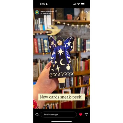 Kitty Kenda Papergoods - Butterfly Woman Sitting Greeting Card - Cosmic