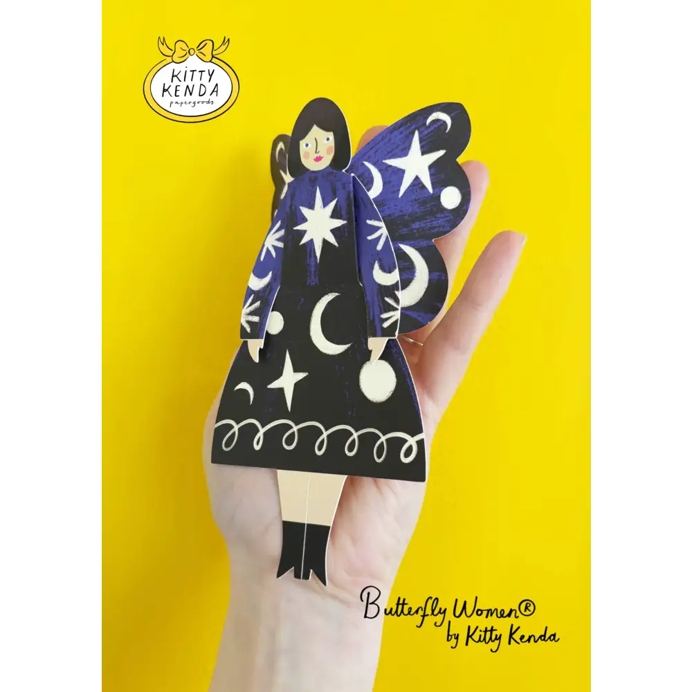 Kitty Kenda Papergoods - Butterfly Woman Sitting Greeting Card - Cosmic