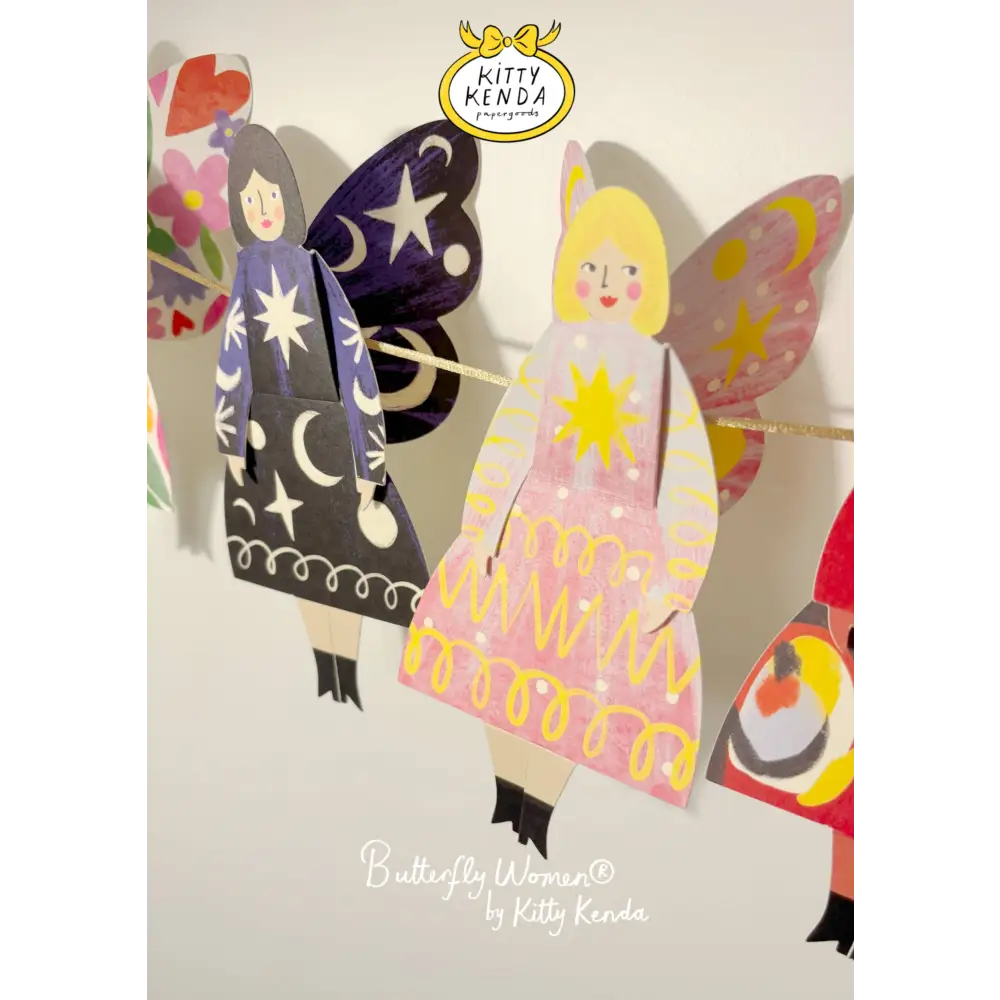 Kitty Kenda Papergoods - Butterfly Woman Sitting Greeting Card - Cosmic