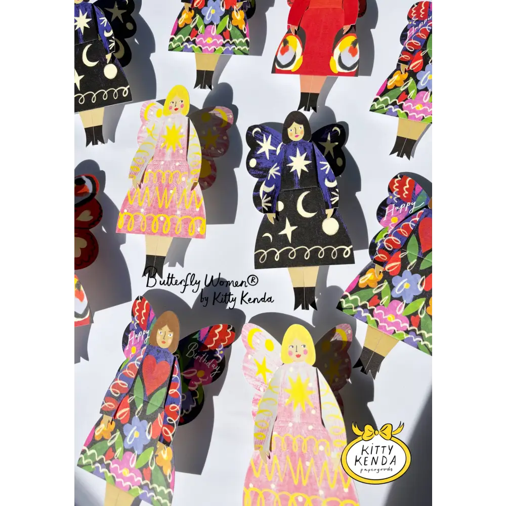 Kitty Kenda Papergoods - Butterfly Woman Sitting Greeting Card - Stardust