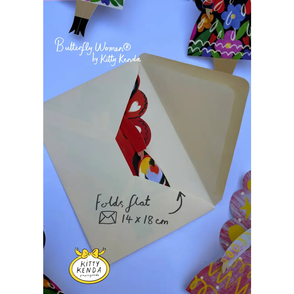 Kitty Kenda Papergoods - Butterfly Woman Sitting Greeting Card - Stardust