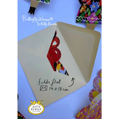 Kitty Kenda Papergoods - Butterfly Woman Sitting Greeting Card - Stardust