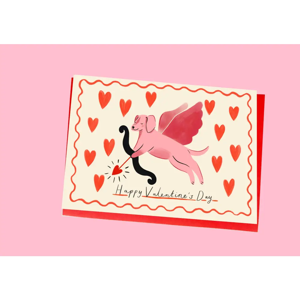 Kitty Kenda Papergoods - Cupid Puppy Valentine’s Greeting Card