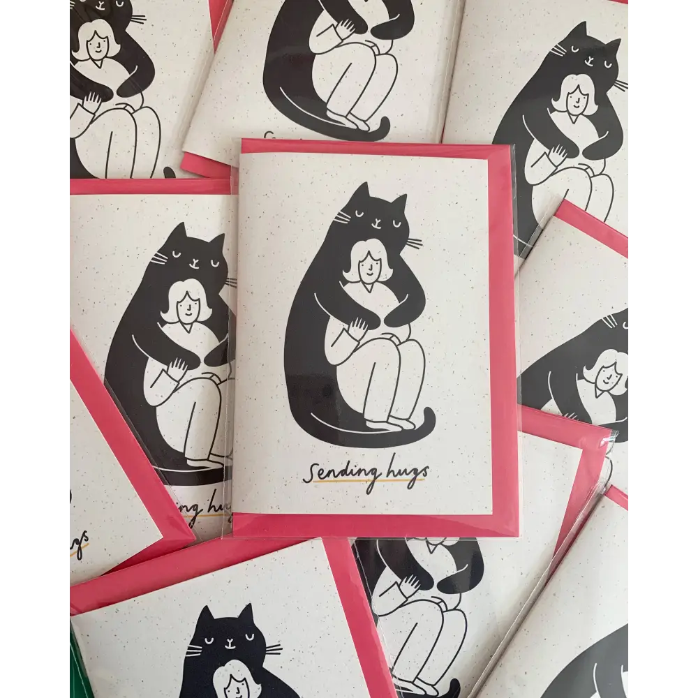 Kitty Kenda Papergoods - Giant Cat Greeting Card / 3 x text options Birthday Hugs