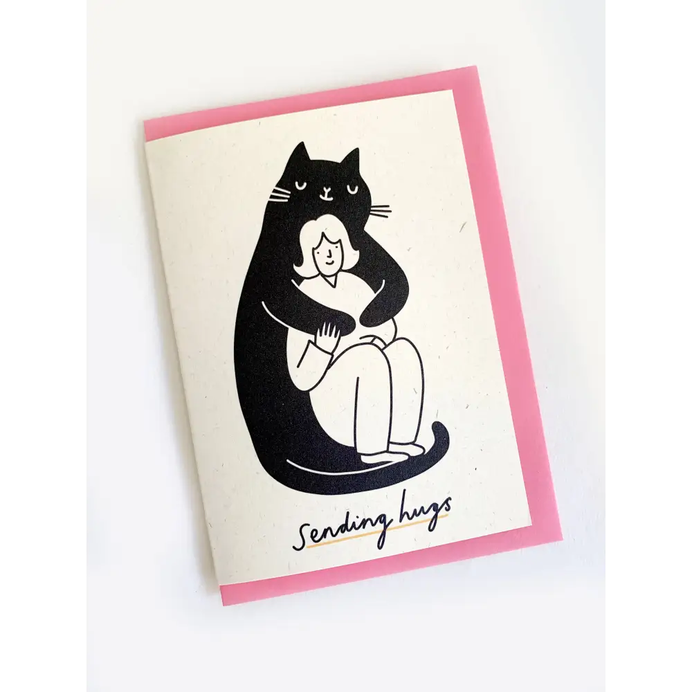 Kitty Kenda Papergoods - Giant Cat Greeting Card / 3 x text options Birthday Hugs