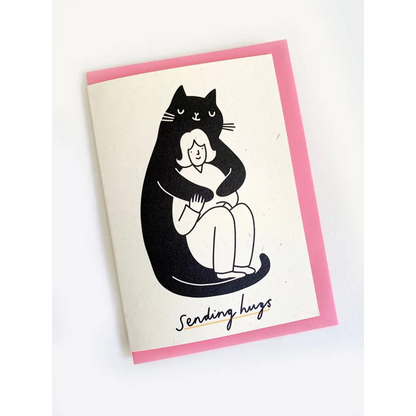 Kitty Kenda Papergoods - Giant Cat Greeting Card / 3 x text options Birthday Hugs