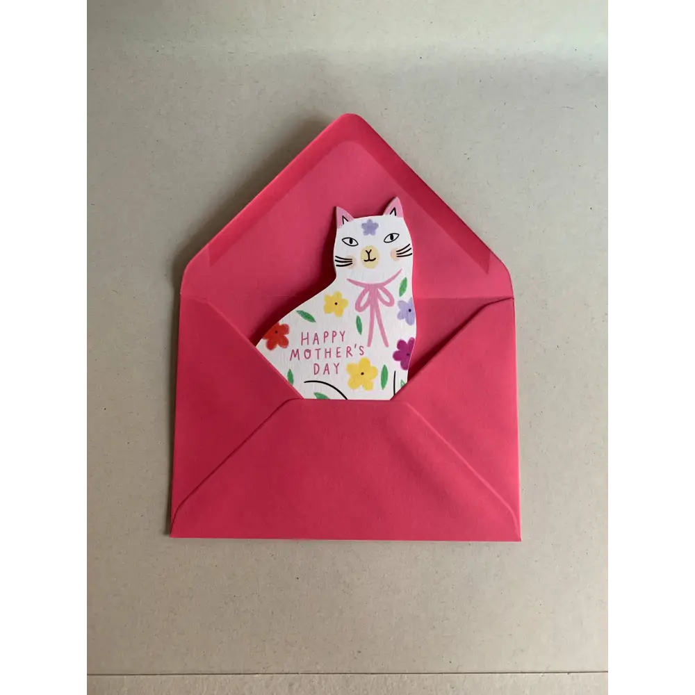 Kitty Kenda Papergoods - Sitting Floral Shaped Cat Greeting Card