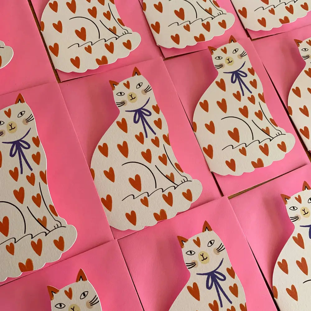 Kitty Kenda Papergoods - Sitting Shaped Greeting Card - Pink