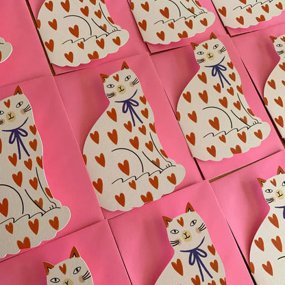 Kitty Kenda Papergoods - Sitting Shaped Greeting Card - Pink