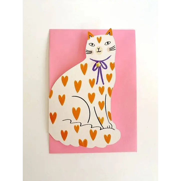 Kitty Kenda Papergoods - Sitting Shaped Greeting Card - Pink