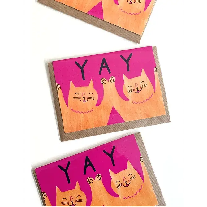 Kitty Kenda Papergoods - Yay Ginger Cats Greeting Card