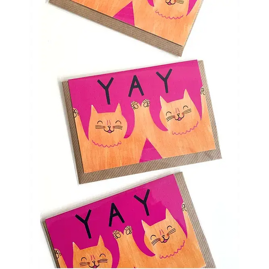 Kitty Kenda Papergoods - Yay Ginger Cats Greeting Card