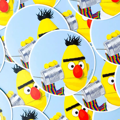 Kristin Fardy Artist - B with tin can telephone 3’’ round sticker