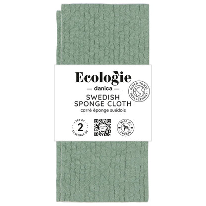 Elm Green Swedish dishcloths styled on a kitchen counter – PABOOM
