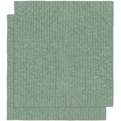 Two solid elm green Swedish dishcloths with a crinkly texture stacked together – PABOOM