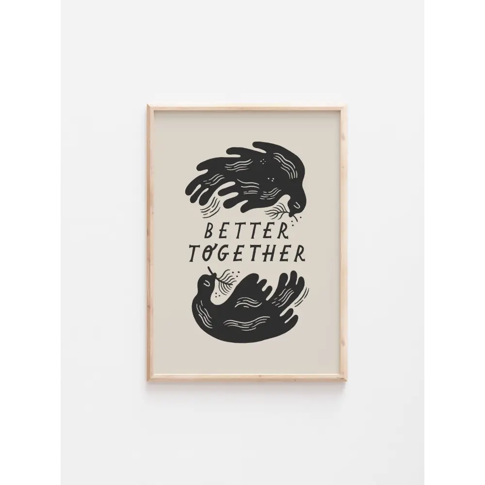 'Better Together' Birds Art Print illustrated greeting card by Lauren Marina - PABOOM