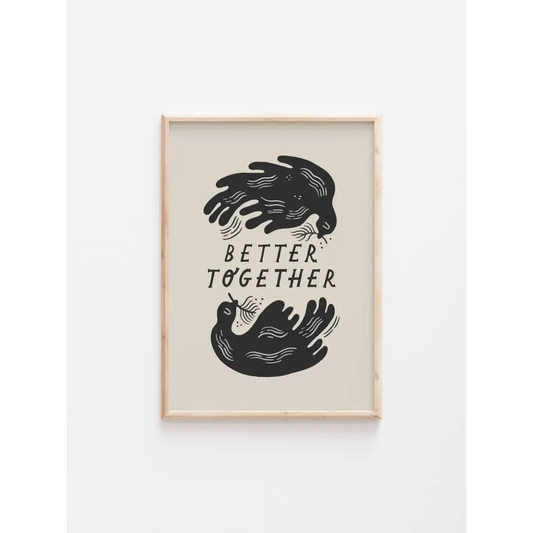 'Better Together' Birds Art Print illustrated greeting card by Lauren Marina - PABOOM