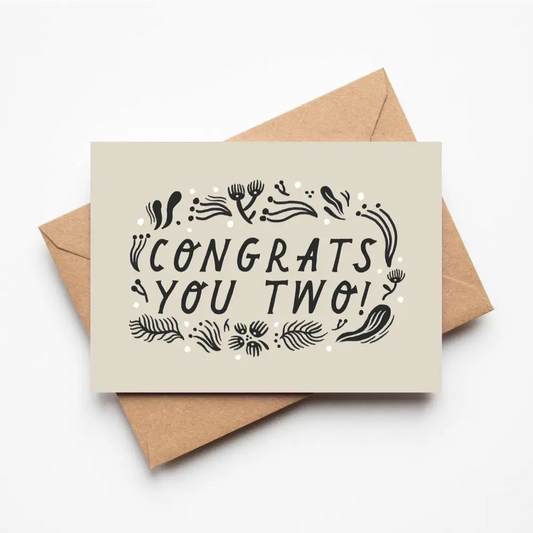 'Congrats You Two!' Wedding Card illustrated greeting card by Lauren Marina - PABOOM