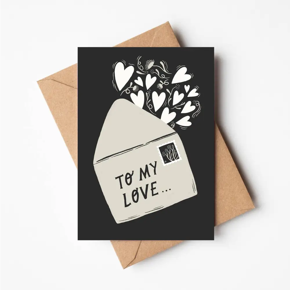 'To My Love' Valentine's Card illustrated greeting card by Lauren Marina - PABOOM