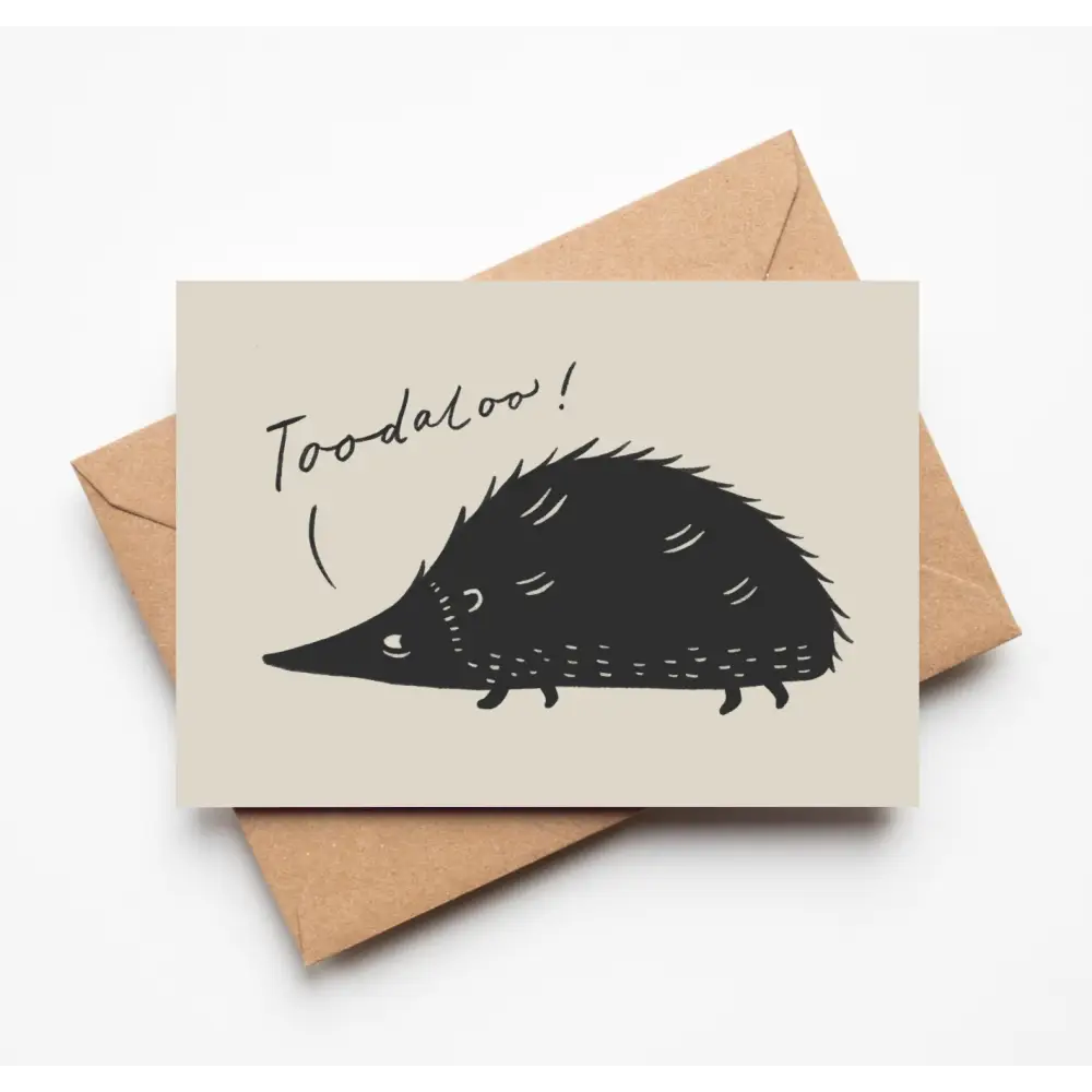 Lauren Marina - ’Toodaloo!’ Hedgehog – Leaving & Farewell Greeting Card Biodegradable Cello