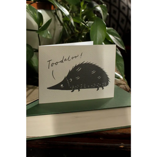 Lauren Marina - ’Toodaloo!’ Hedgehog – Leaving & Farewell Greeting Card Biodegradable Cello
