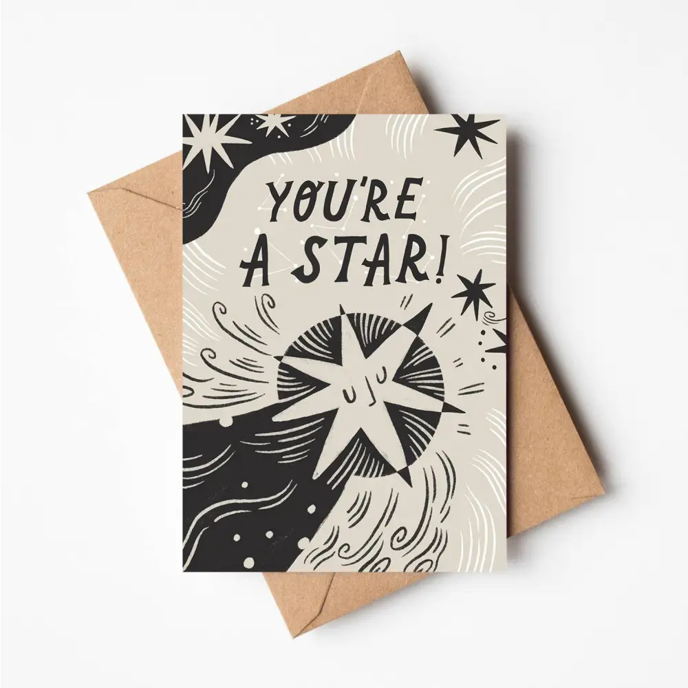 'You're a Star!' Congratulations Card illustrated greeting card by Lauren Marina - PABOOM