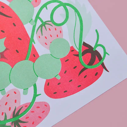 Eat Yer Strawbs Risograph Print - Limited Edition - PABOOM