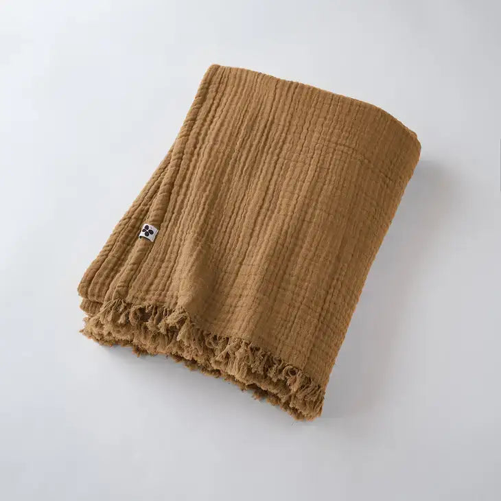 Cotton Fringed Throw Camel - PABOOM
