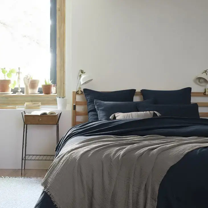 Cotton Fringed Throw Granite - PABOOM