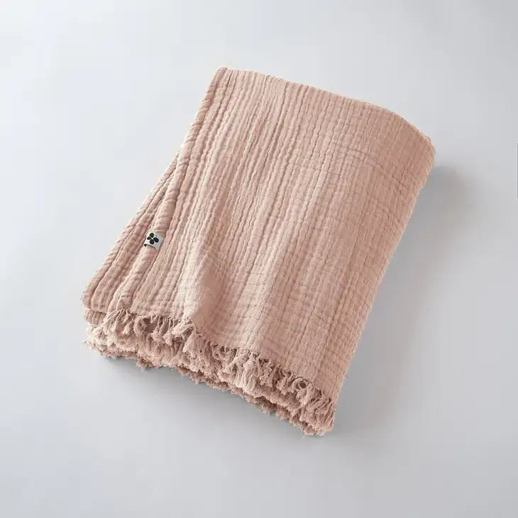 Cotton Fringed Throw Marshmallow - PABOOM