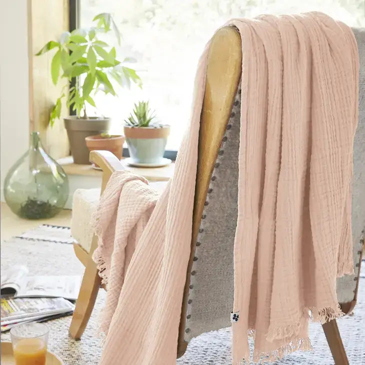 Cotton Fringed Throw Marshmallow - PABOOM
