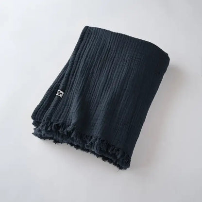 Cotton Fringed Throw Midnight - PABOOM