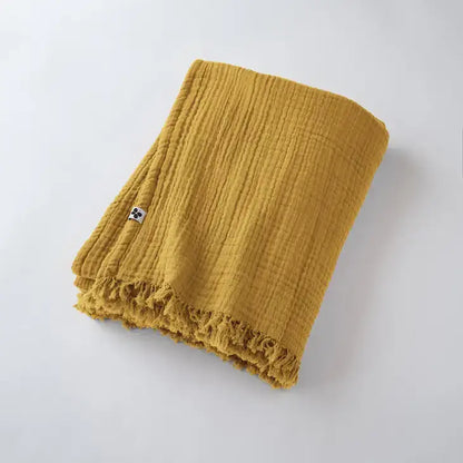 Cotton Fringed Throw Saffron - PABOOM