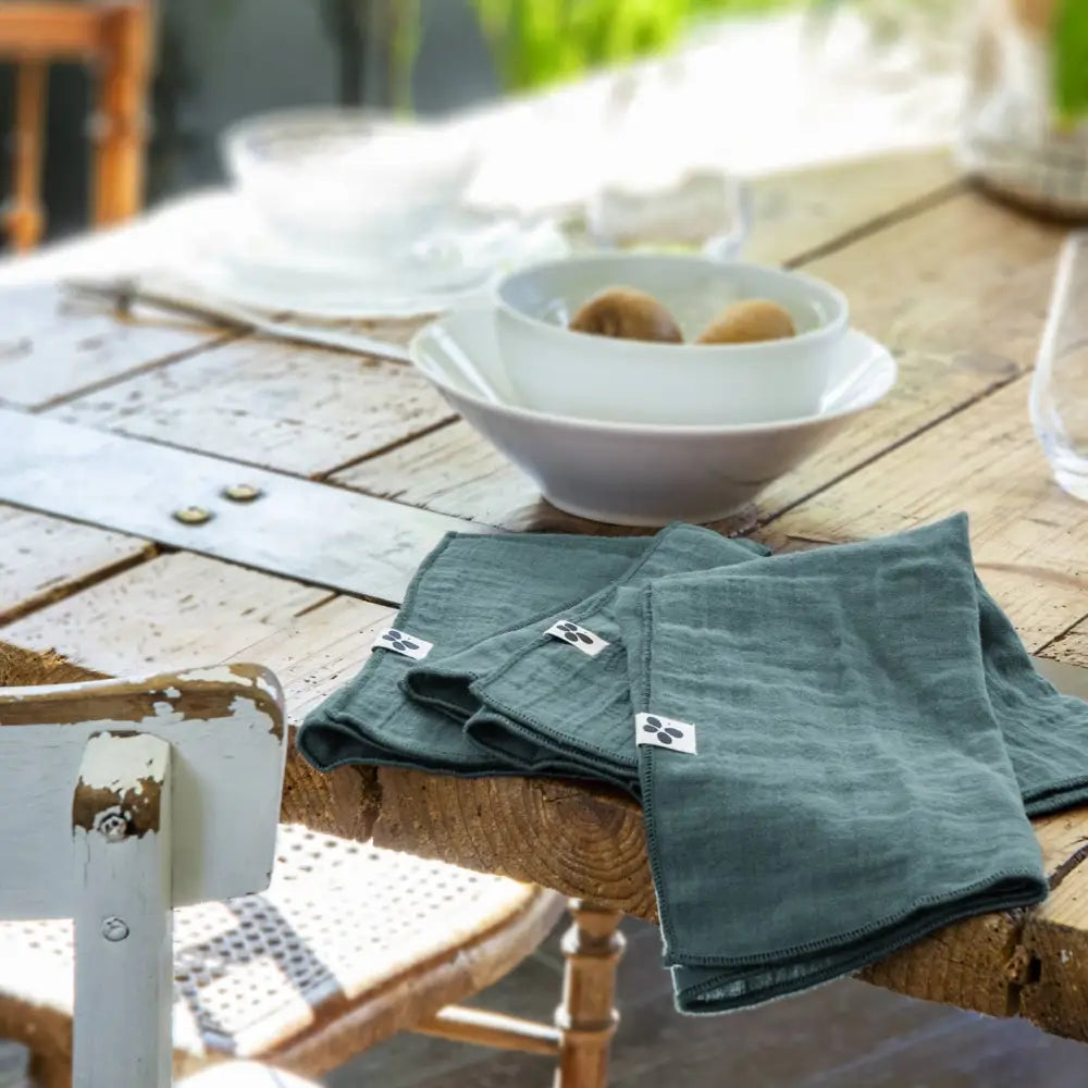 Cotton Gauze Napkins Set/3 Duck Blue - PABOOM