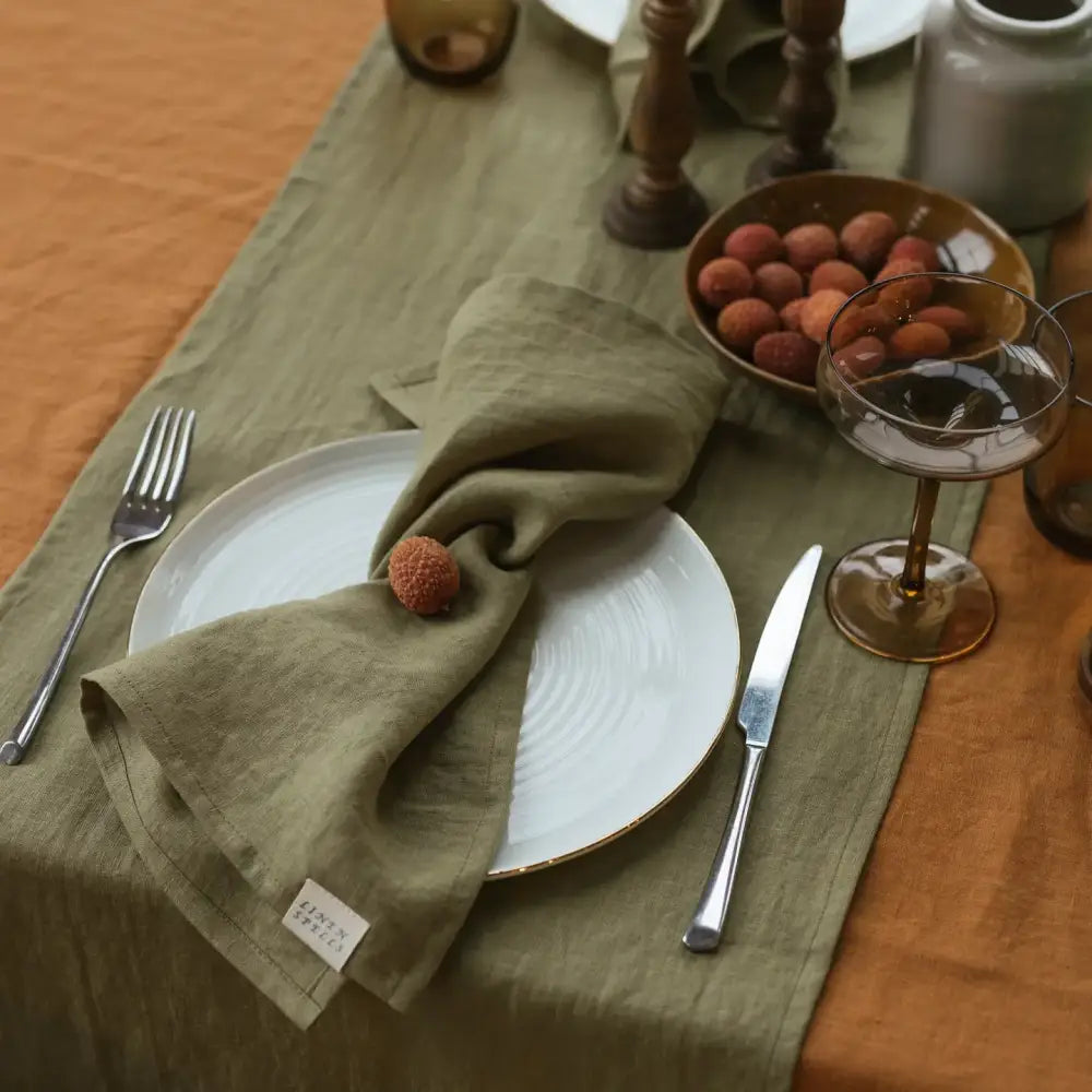 Olive Green Linen Napkins - PABOOM
