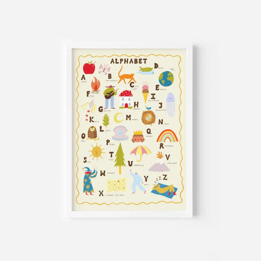 Little Black Cat Illustrated Goods - Alphabet Art Print | Children’s Wall | Kids A4