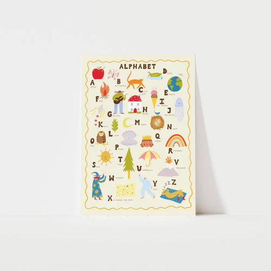 Little Black Cat Illustrated Goods - Alphabet Art Print | Children’s Wall | Kids A4