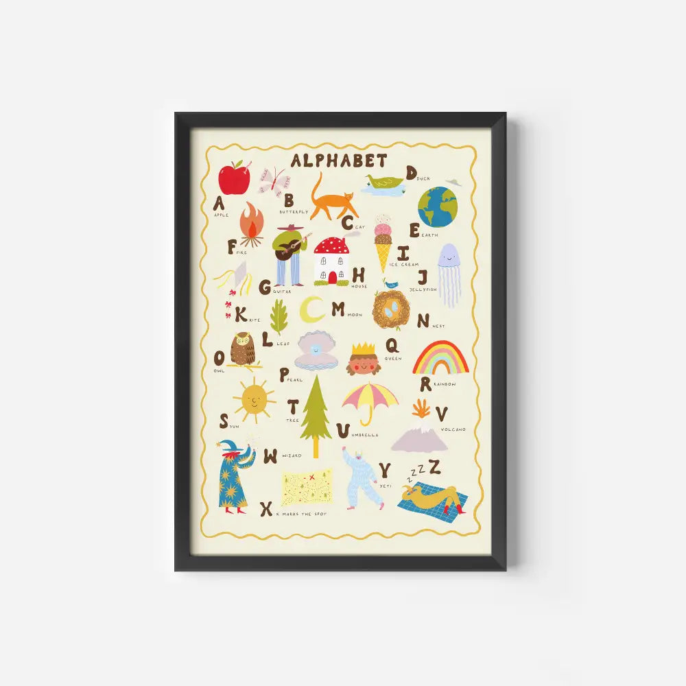 Little Black Cat Illustrated Goods - Alphabet Art Print | Children’s Wall | Kids A4