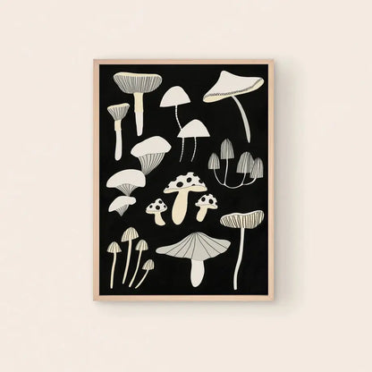 Black And White Mushroom Print - PABOOM