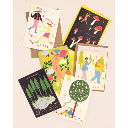 Little Black Cat Illustrated Goods - Blazing Trails Sipping Ales Birthday Card | Hiking