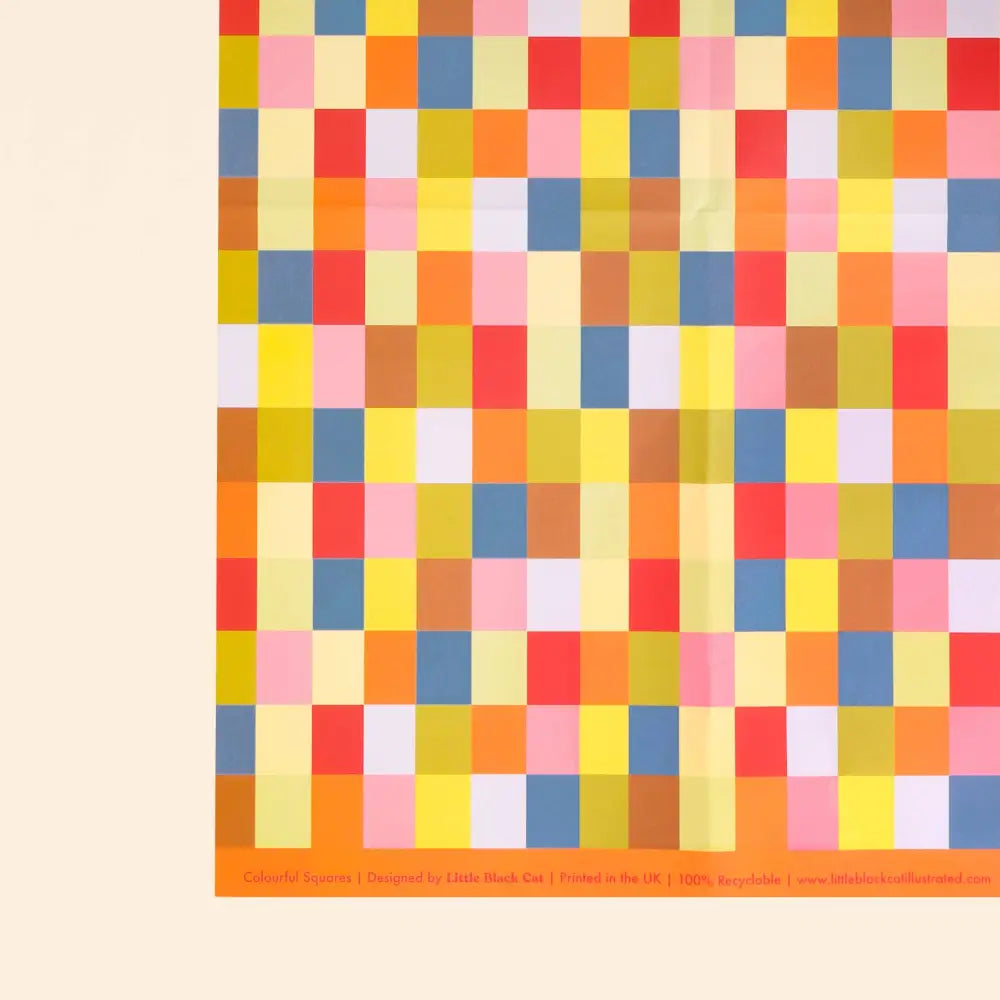 Colourful Squares Wrapping Paper Sheet - PABOOM