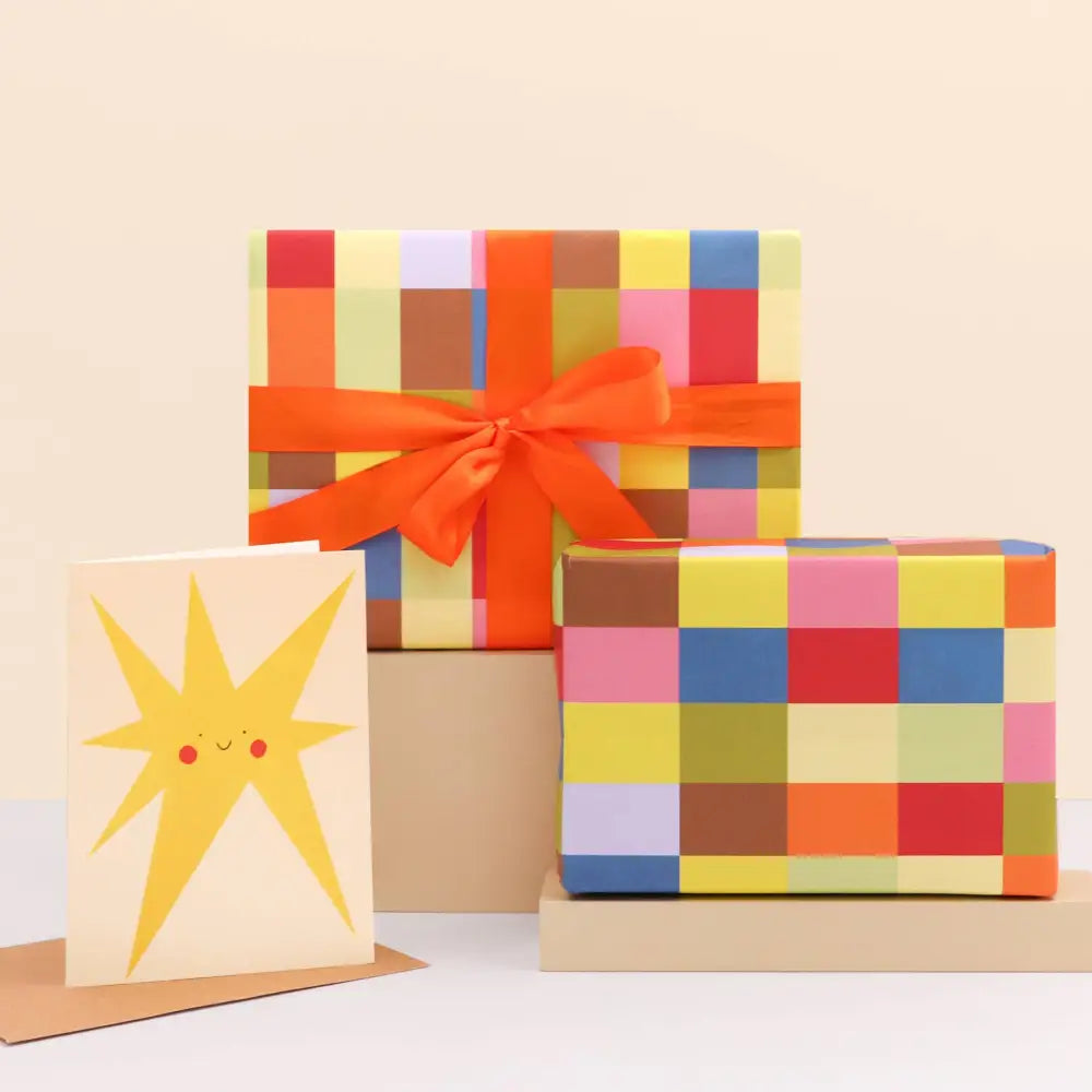 Colourful Squares Wrapping Paper Sheet - PABOOM
