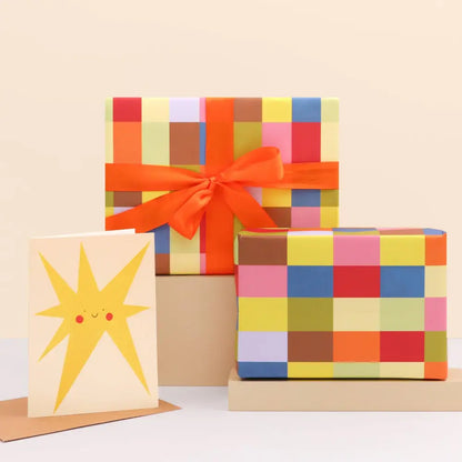 Colourful Squares Wrapping Paper Sheet - PABOOM