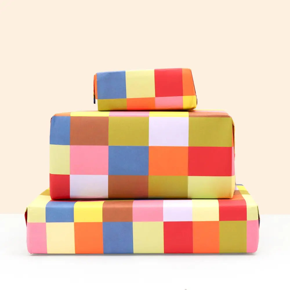 Colourful Squares Wrapping Paper Sheet - PABOOM