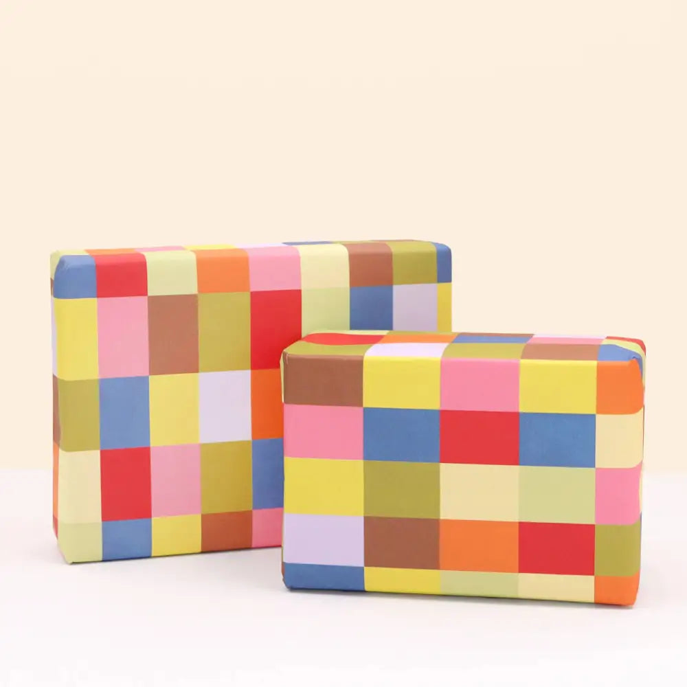 Colourful Squares Wrapping Paper Sheet - PABOOM